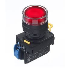 Nút nhấn Idec nhả phẳng có đèn, Ø22, 220V AC/DC, , 1NO, nhấn giữ, màu đỏ, YW1L-AF2E10QM3R